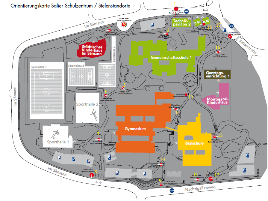 Orientierungskarte für den Anfahrtsweg zum Montessori Kinderhaus Waiblingen
